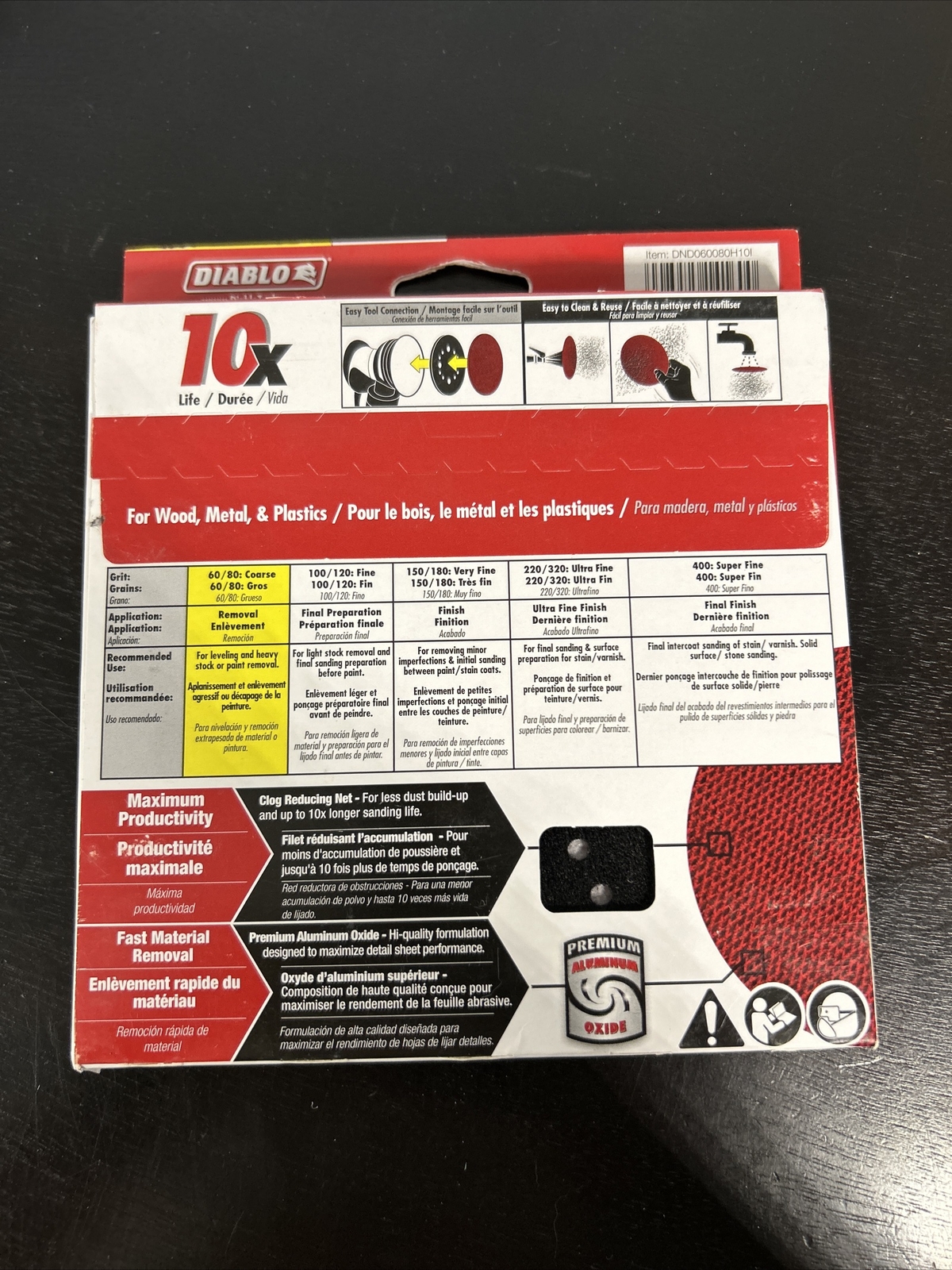 DIABLO 6″ 80 GRIT SANDNET DISCS WITH CONNECTION PAD DND060080H1OI Pack of 10