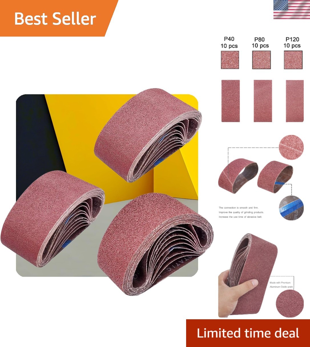 15-Pack 2.5″ x 14″ Sanding Belts – Anti-Static Aluminum Oxide Quality