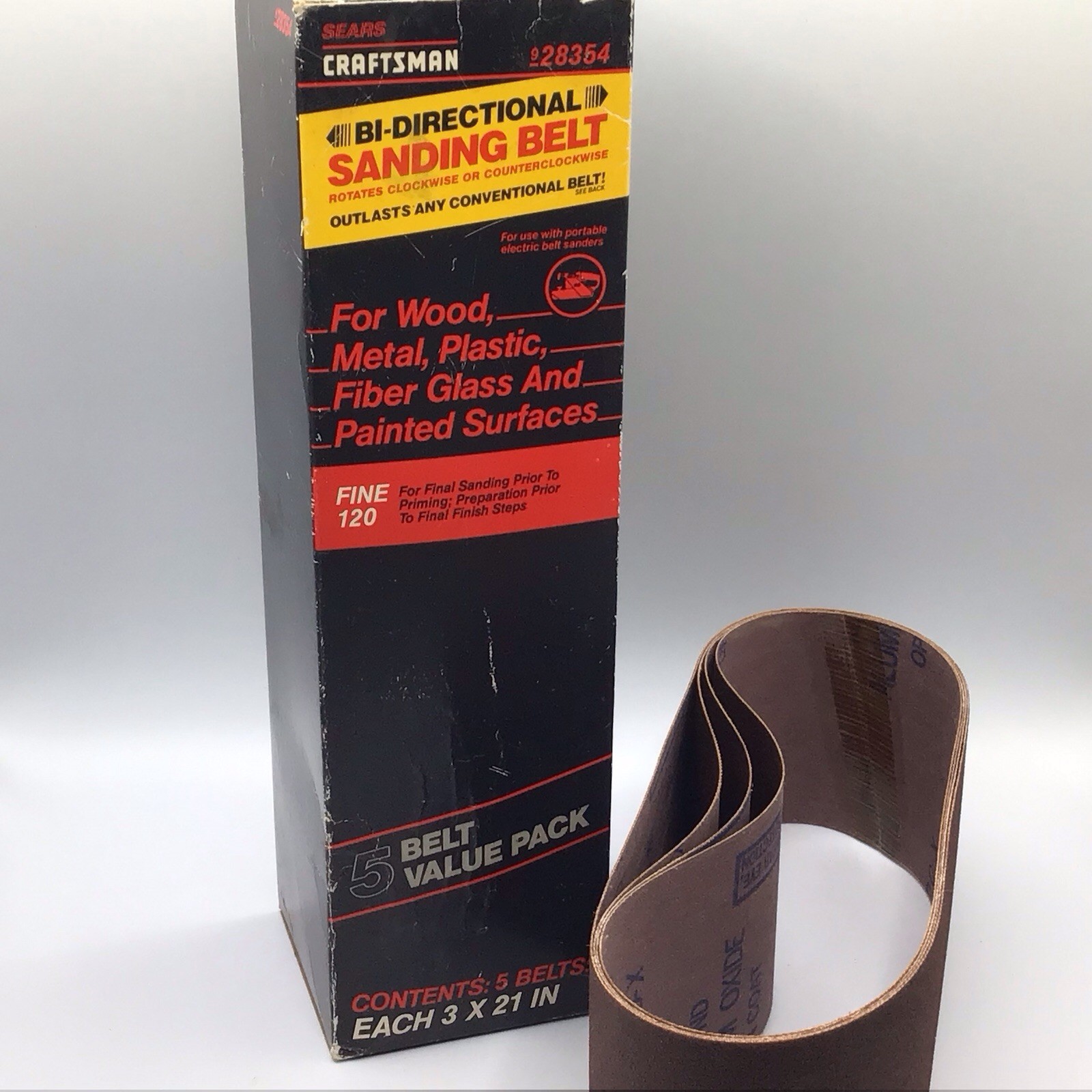 Sears Craftsman Bidirectional Sanding Belts 28354 Fine 120 3 x 21 Four Belts