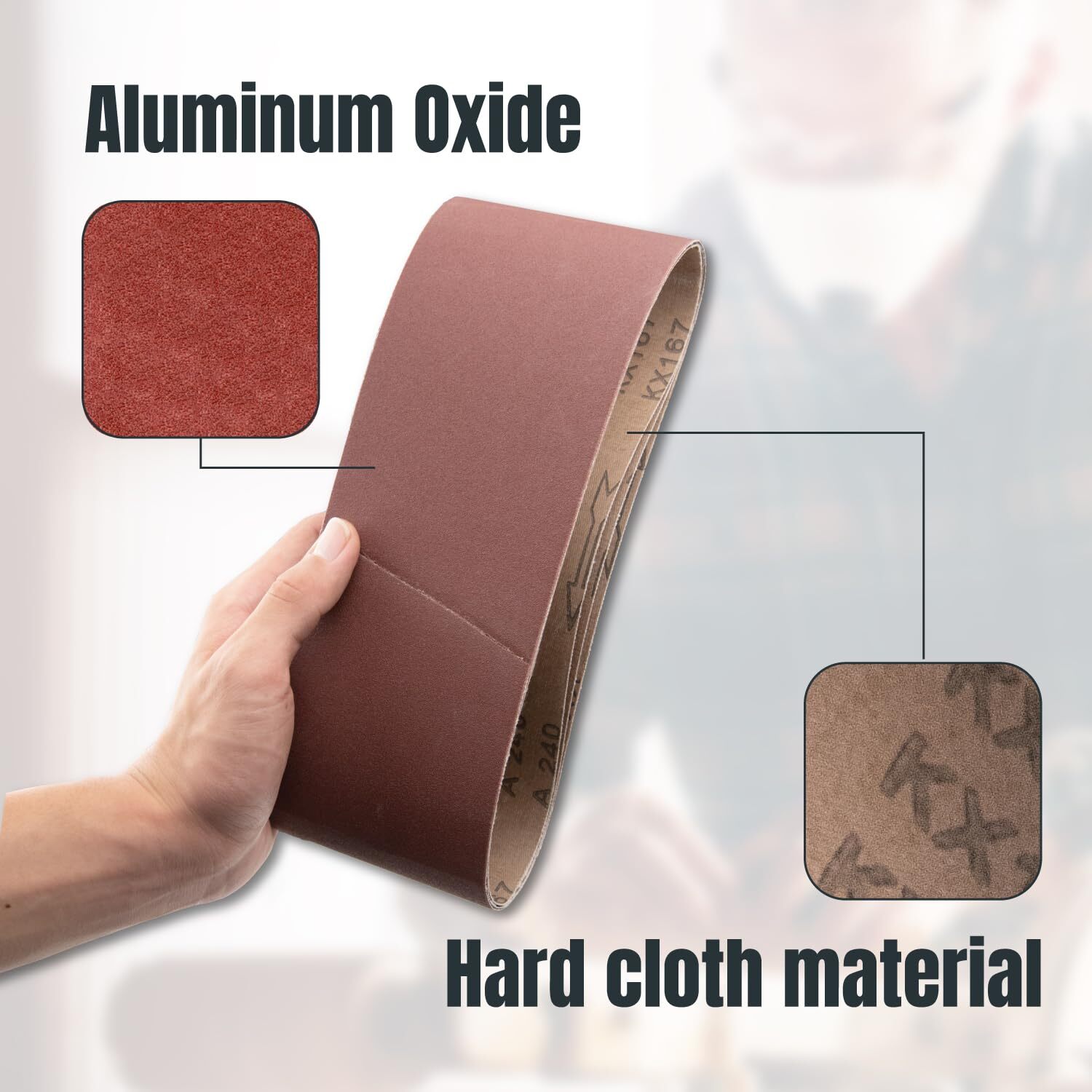Powertec 3×21 in 120 Grit Aluminum Oxide Sanding Sandpaper Belt 10 Sander Belts