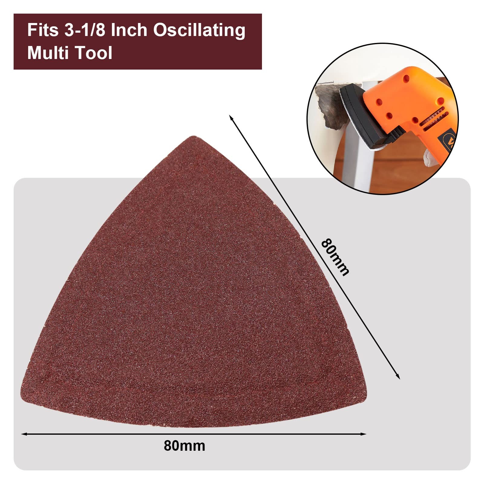 120 Pcs Triangle Sanding Pads, 150 Grits Detail Sander Sandpaper Hook and Loo…