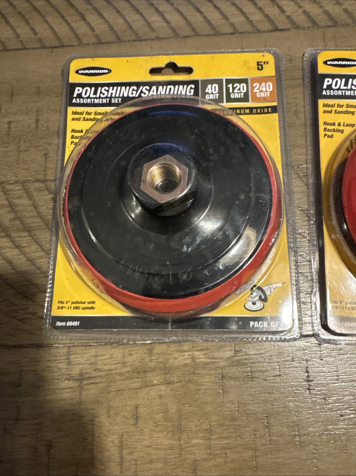 2 WARRIOR 5″ POLISHING SANDING DISC ASSORTMENT SET PACK OF 5 69491 5/8″ – 11 UNC