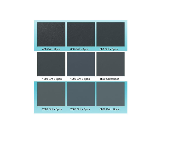 72PCS Wet Dry Sandpaper Assortment, 400-3000 Grit, 9 X 3.6 Inch