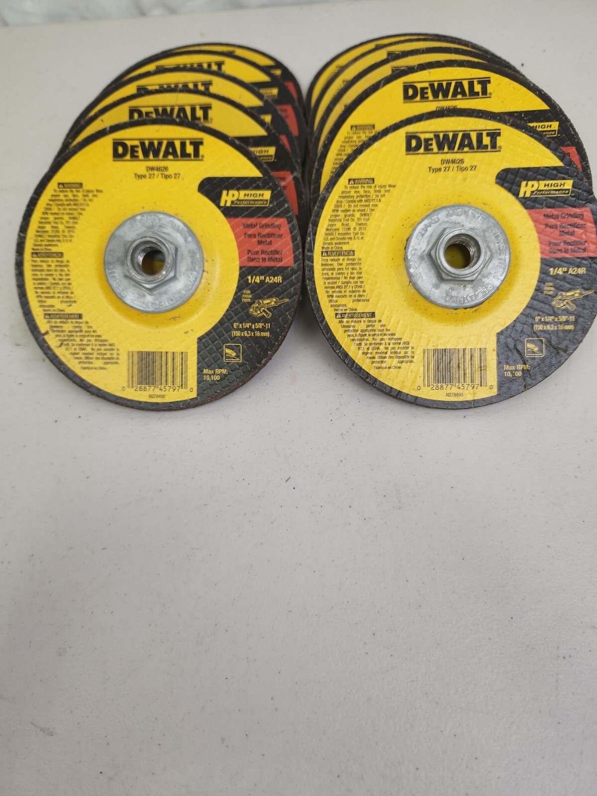 DeWalt DW4626 Grinding Wheel 6”x1/4”x5/8 – 11″ Type 27 10 Pack