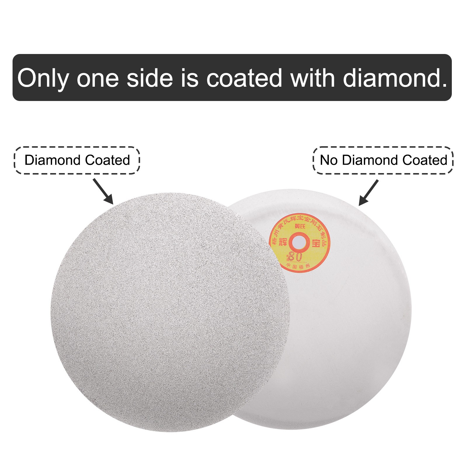 Diamond Sanding Grinding Disc 8″ Grit 80 No Center Hole Flat Lap Wheel Disk