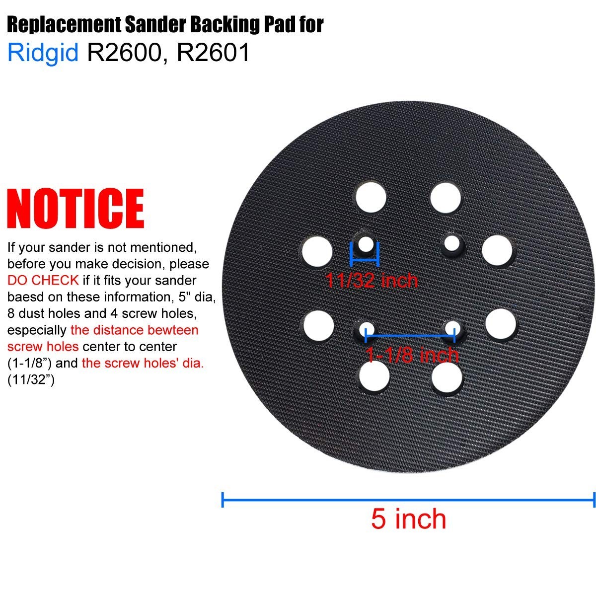High-Performance 5″ Sanding Pad with Soft Rubber for Vibration Control