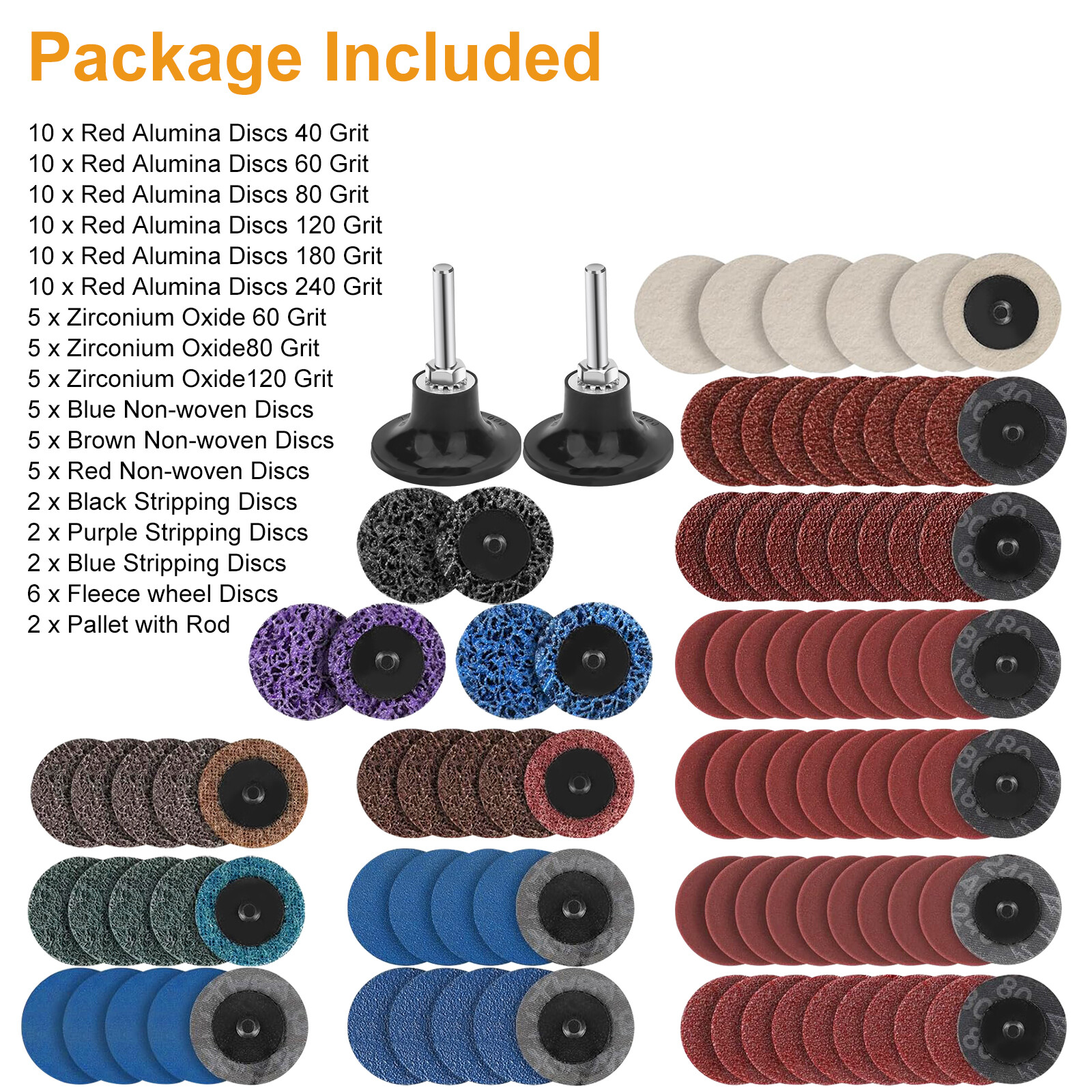 104Pcs 2 Inch Sanding Disc 1/4 inch Holder Set for Drill Die Grinder Accessories