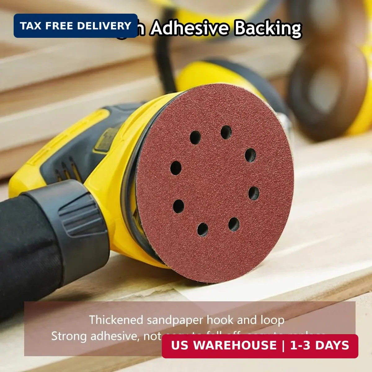 5 Inch 8 Hole Sanding Discs Hook and Loop, 50 PCS 80 Grit Round Sand Paper Disc,