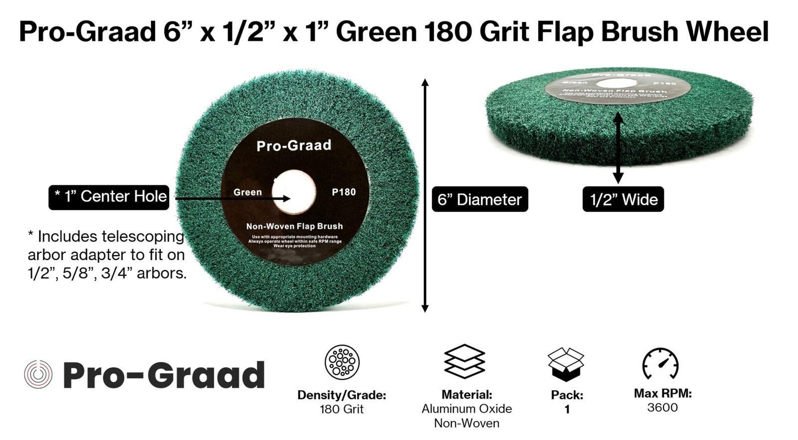 Pro-Graad Non-Woven Bench Grinder Polishing Burnishing Finishing Flap Brush Whe