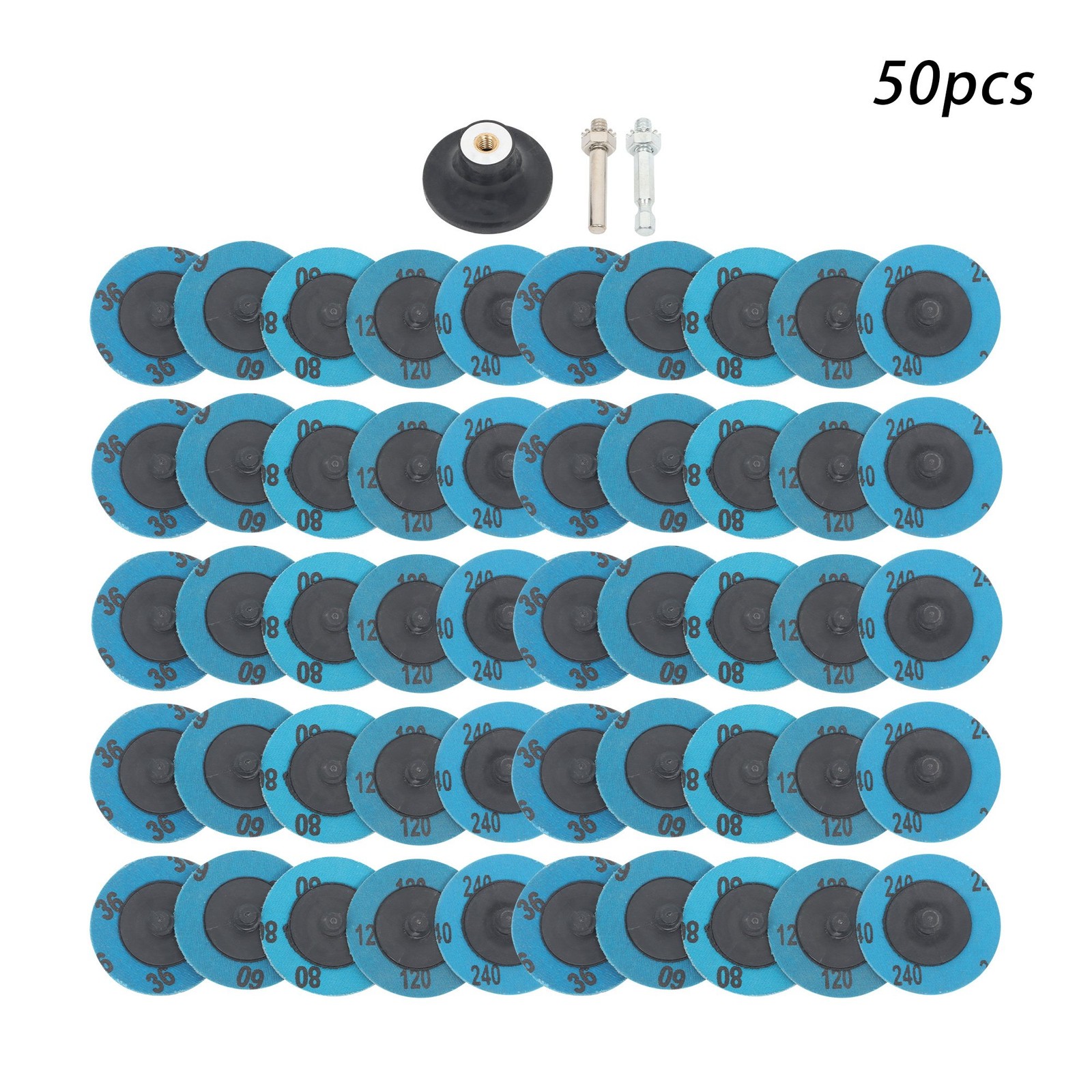 50Pcs 2-Inch 36/60/80/120/240 Grit Roll Lock Die Grinder Sanding Grinding Disc