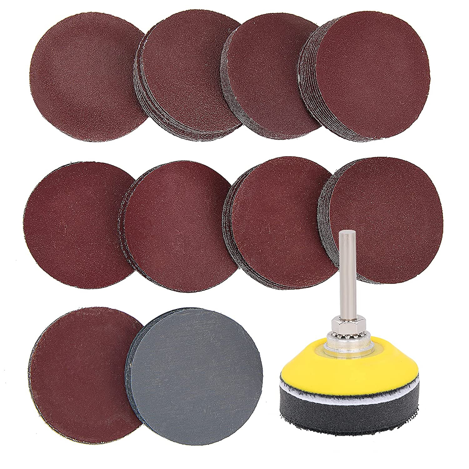 100 Pieces 2 Inch Sanding Discs, 80-3000 Grit Sandpaper with 1/4″ Shank Backing