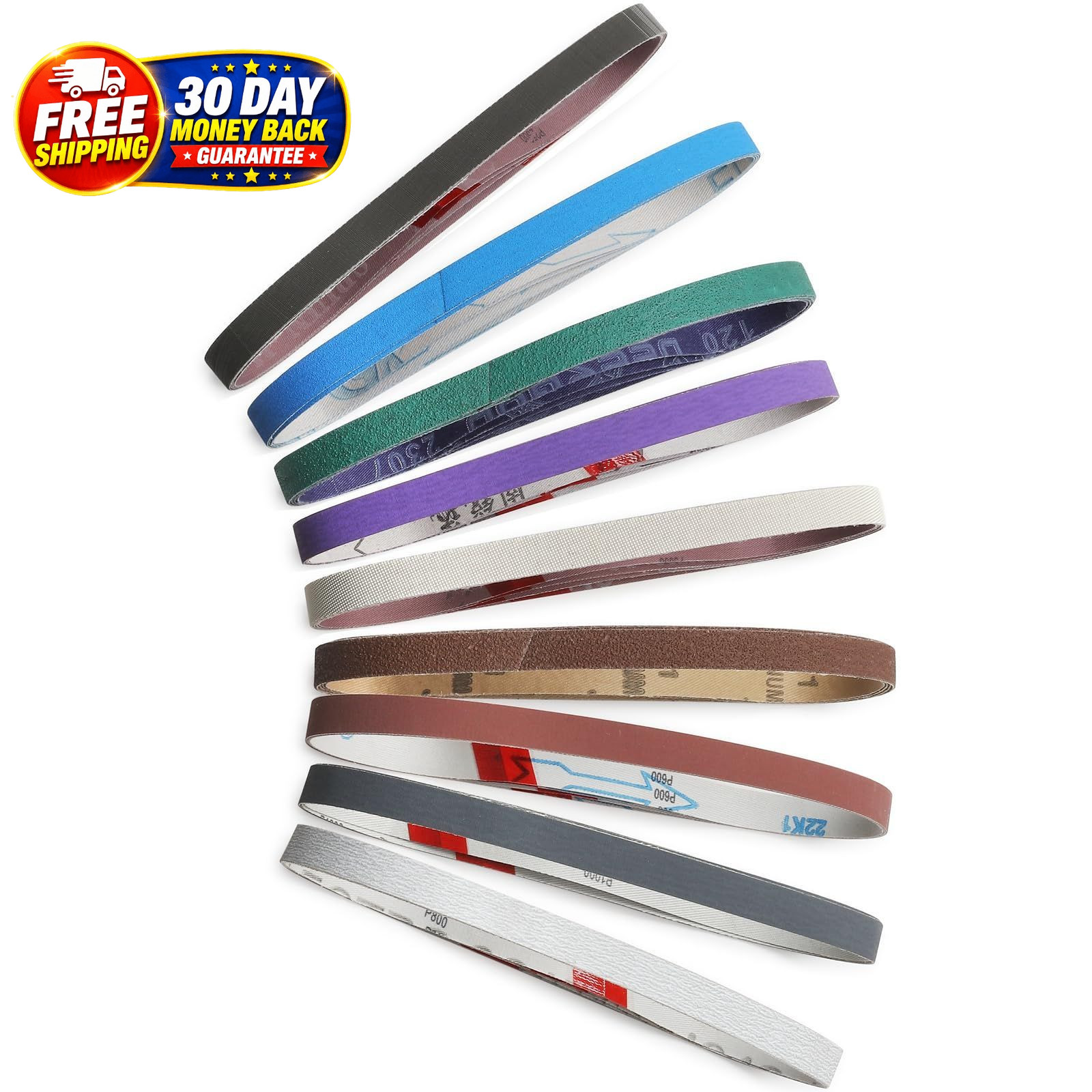 36 Pcs Sanding Belts Set 1/2×18 Assorted Grits for Belt Sander Woodworking