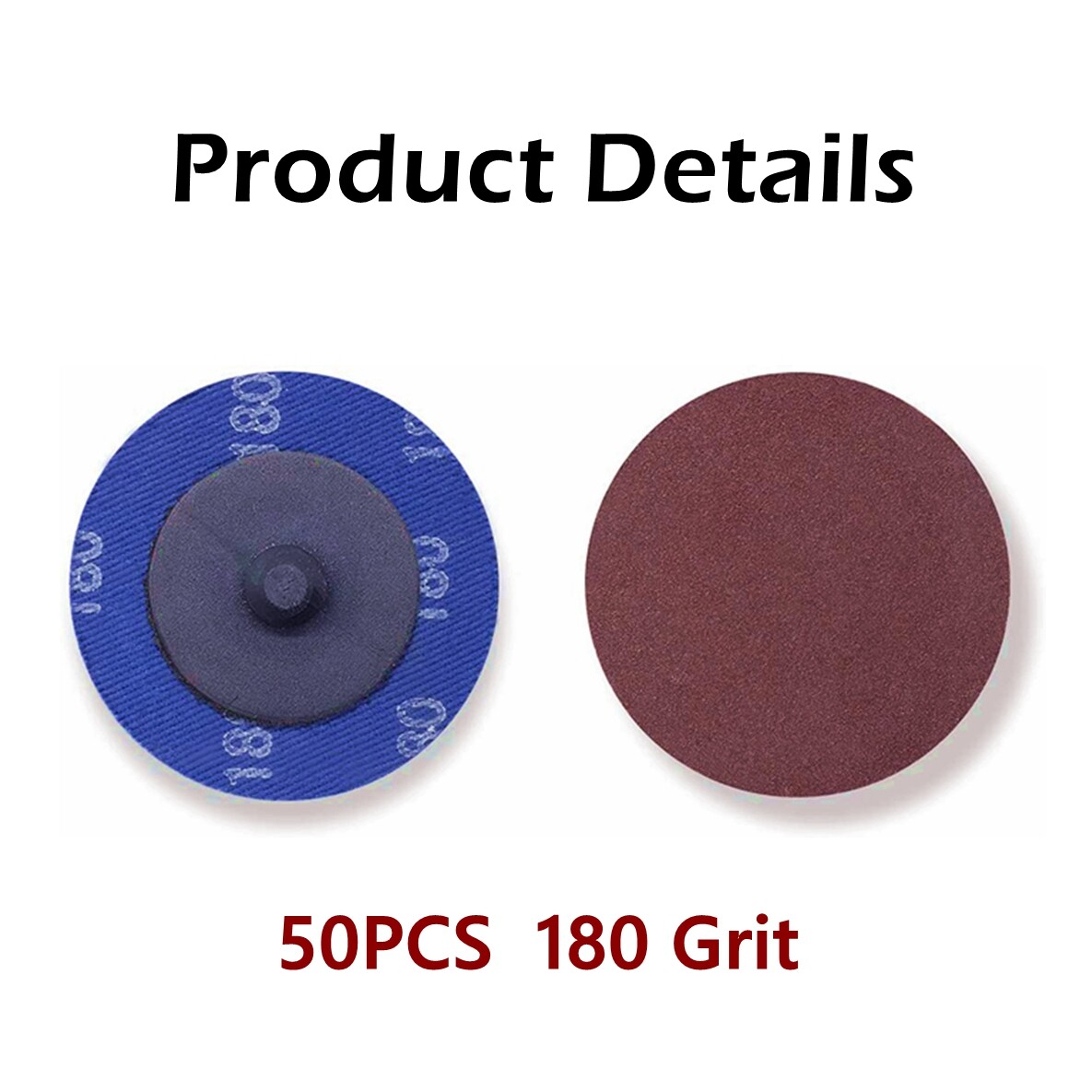 50PCS 2″ 50mm Quick Change Disc P180 Type R Aluminum Oxide for Metal and Wood