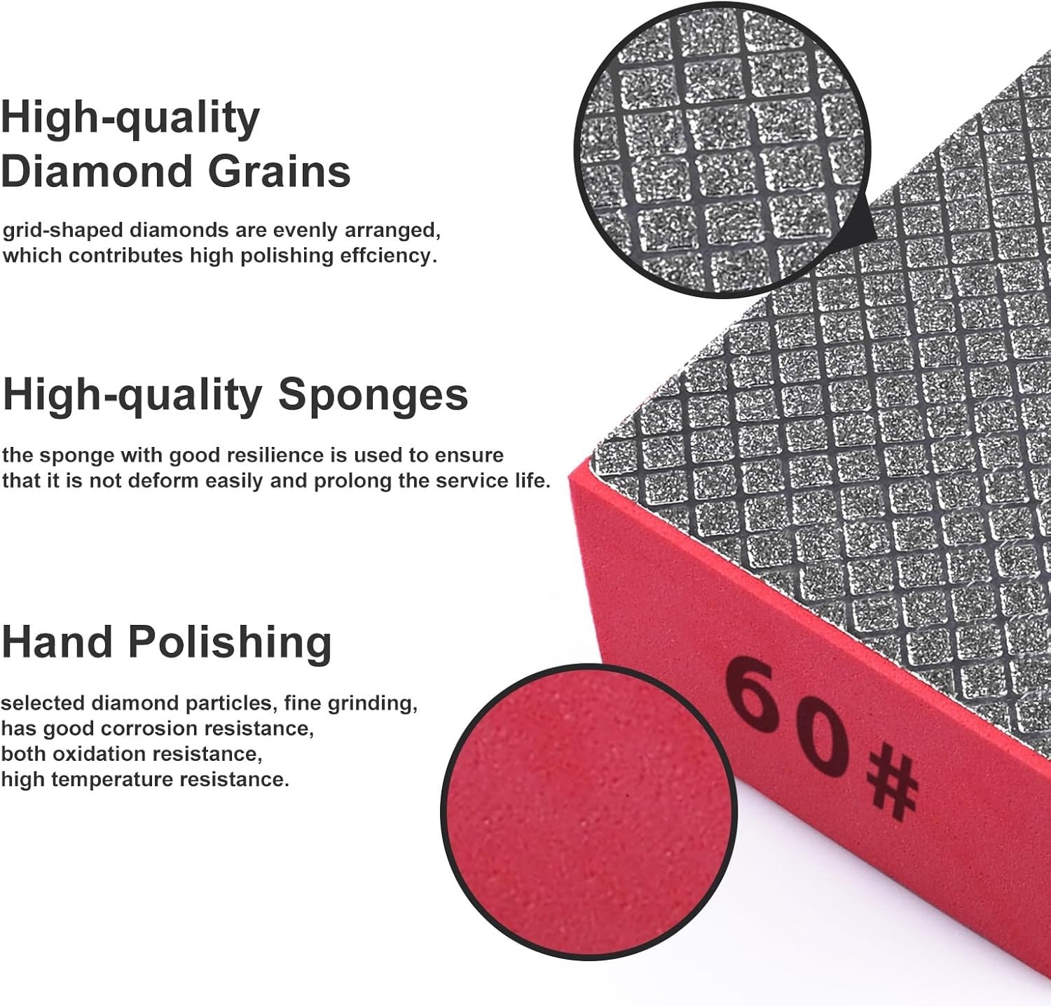 1pcs Diamond Hand Polishing Pads for Ceramic Tile Glass Grinding,Sanding Bloc…