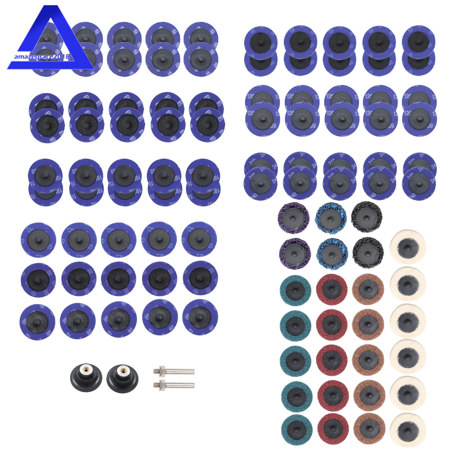 104Pcs 2″ Roll Lock Sanding Disc Set 40-240 Grit 1/4 Shank for Drill Die Grinder