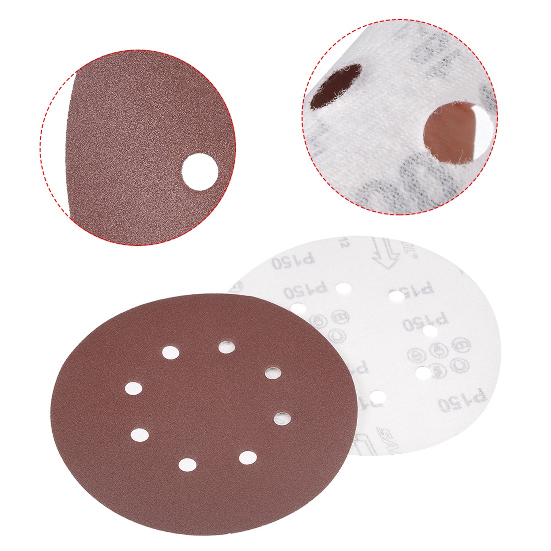 10Pcs 7″ 8 Hole Hook&Loop Sanding Disc 150 Grit Flocking Sandpaper Sander Paper