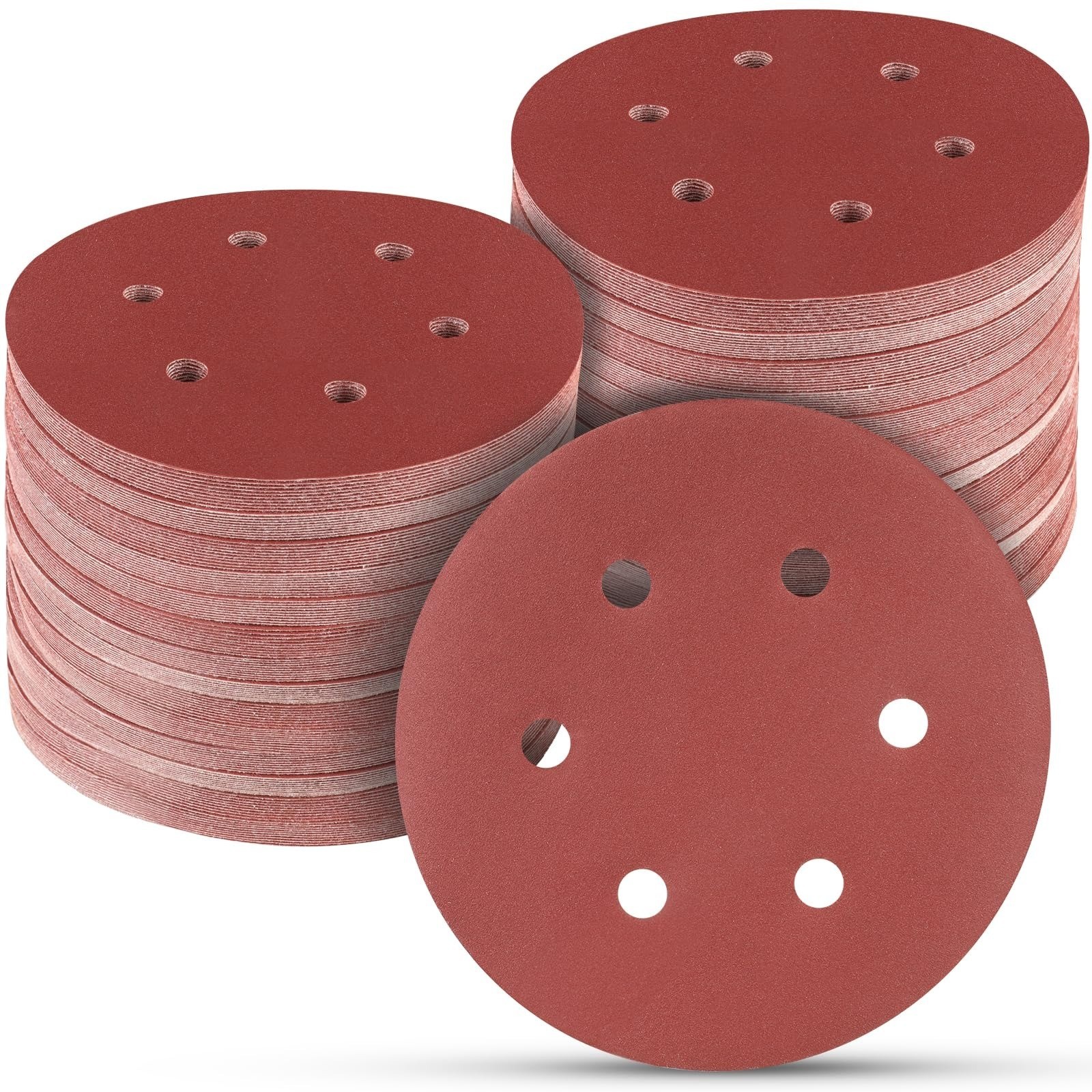100PCS 6 Inch Sanding Discs 80 Grit for Orbital Sander – Hook and Loop