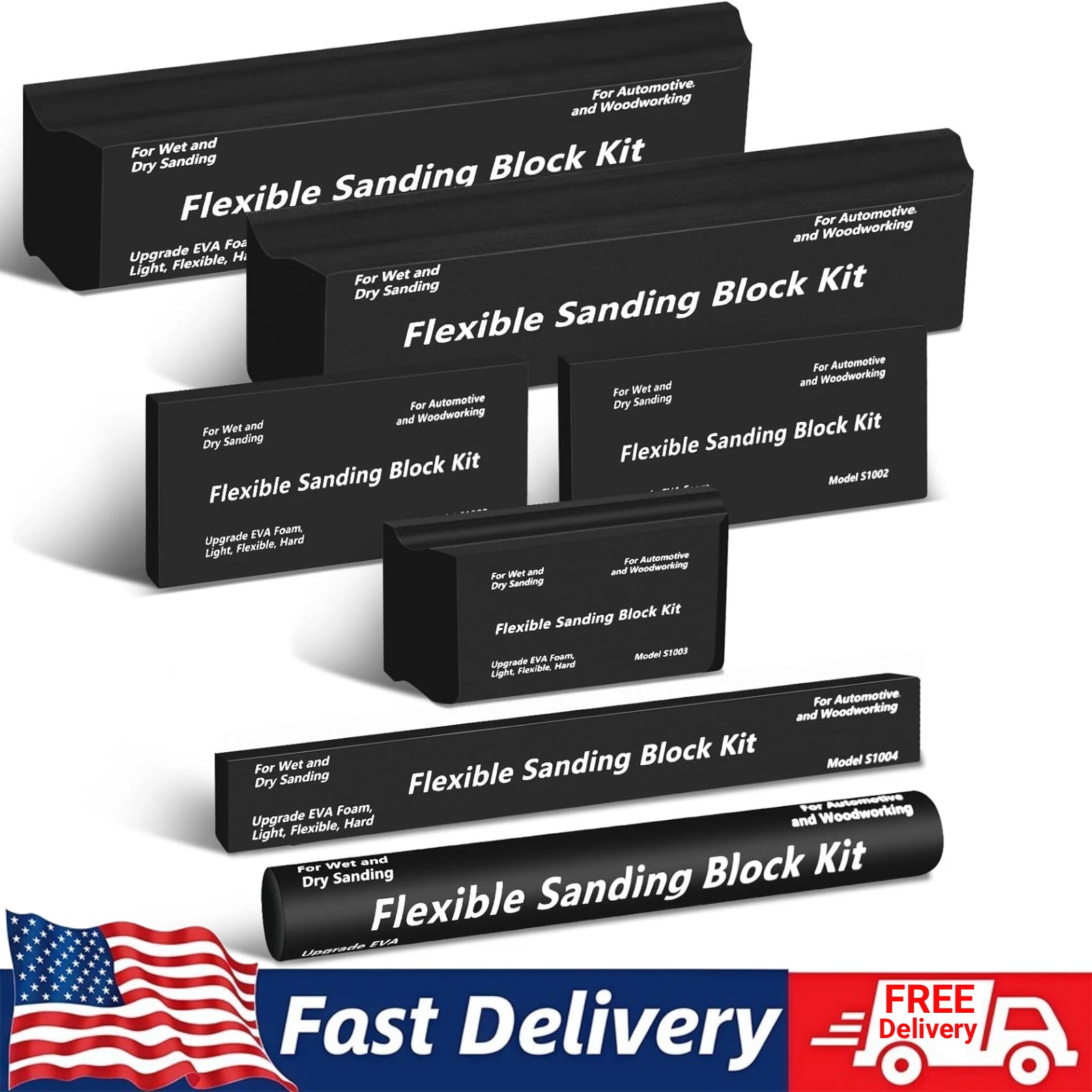 7Pcs Hand Sanding Block Set EVA Foam Wet or Dry for Automotive or Woodwork NEW
