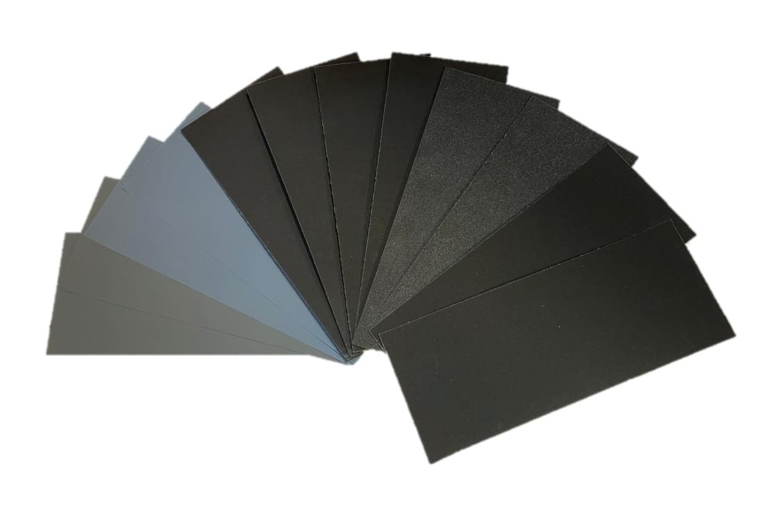 12pcs Wet Dry Sandpaper Grit 800 1200 1500 2000 3000 5000 Wood Metal Polishing