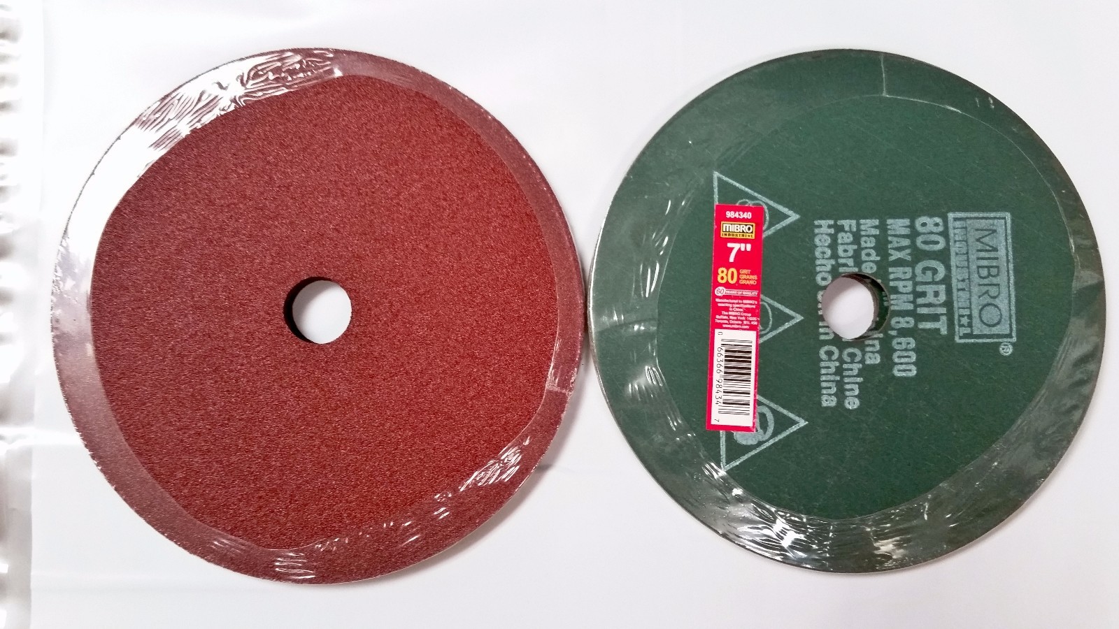7″ x 7/8″ Fiber Resin Sanding Disc Aluminum Oxide 80 Grit, Mibro, 50 Discs