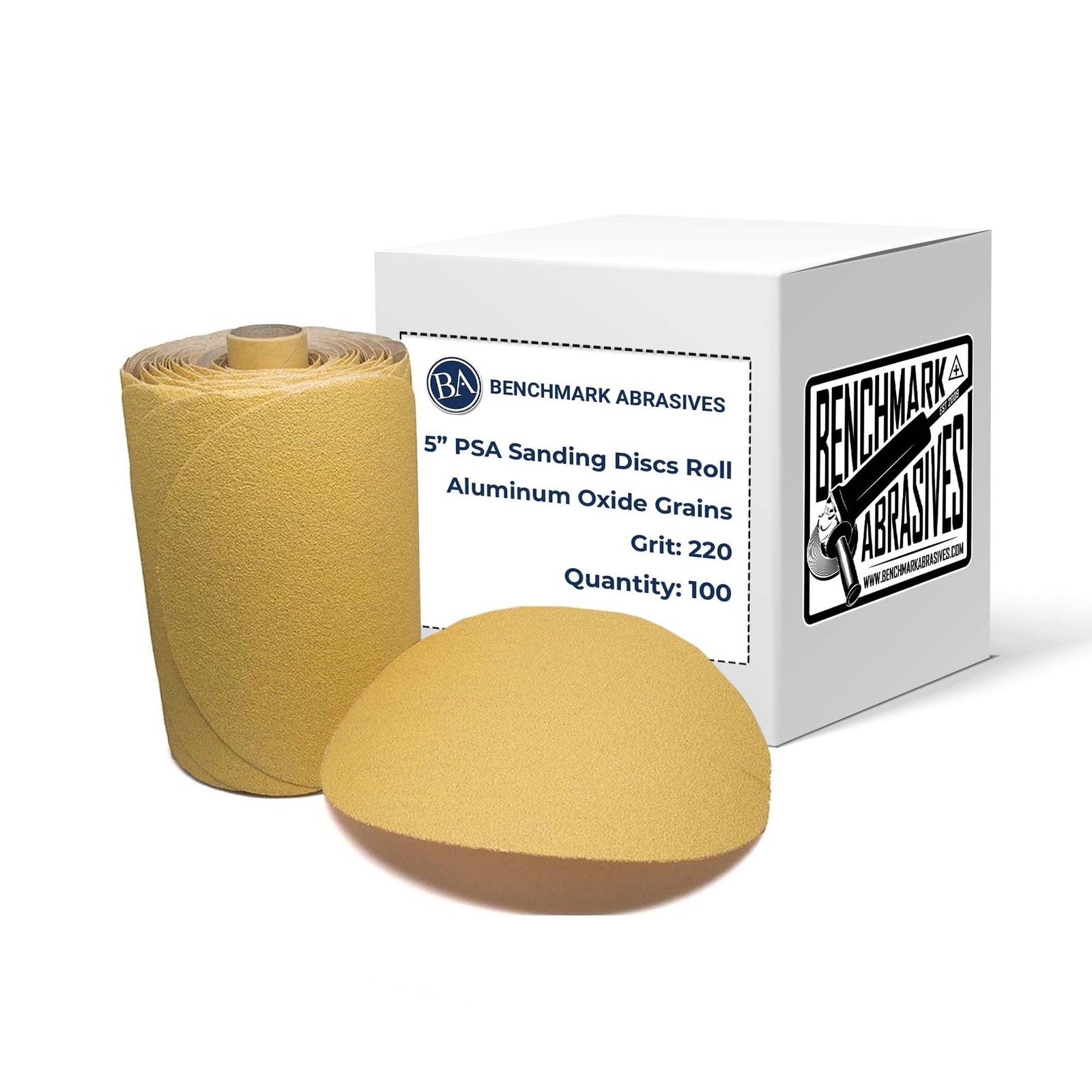 Benchmark Abrasives PSA Gold 5 Inch Self Adhesive Sanding Discs 5 inch,