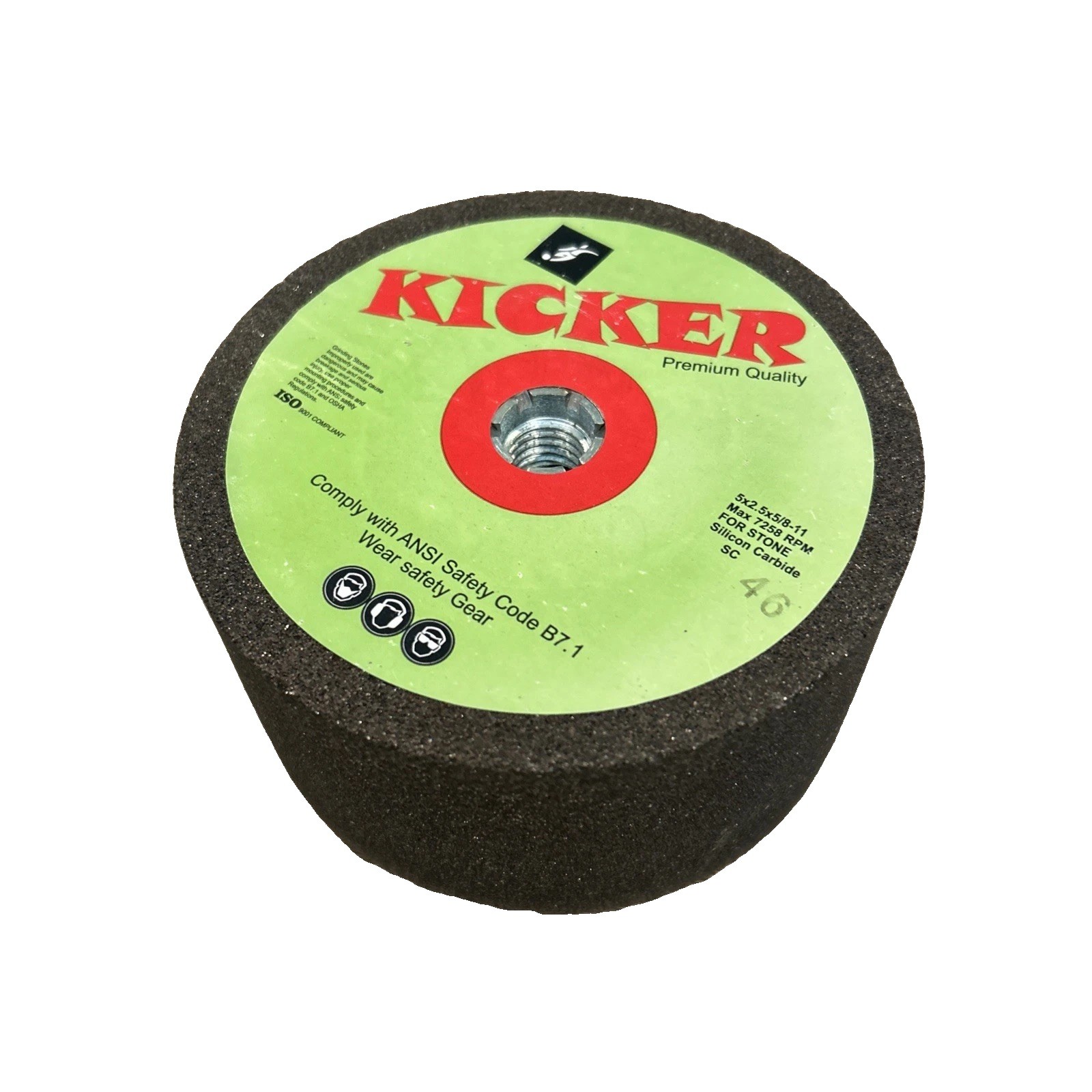 Grinding Wheel Silicone Carbide 46 Grit- 5/8-11 Threaded Arbor. Made In USA