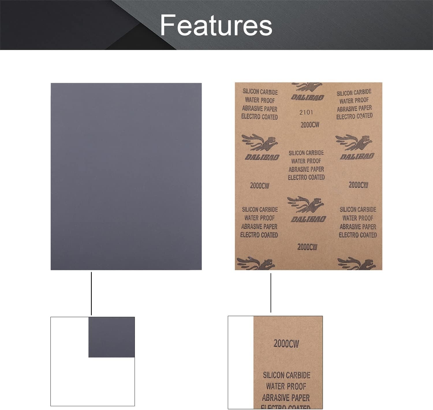 5pcs 2000 Grit Wet-Dry Silicon Carbide Sandpaper Sheets – Fine Automotive, Wo…