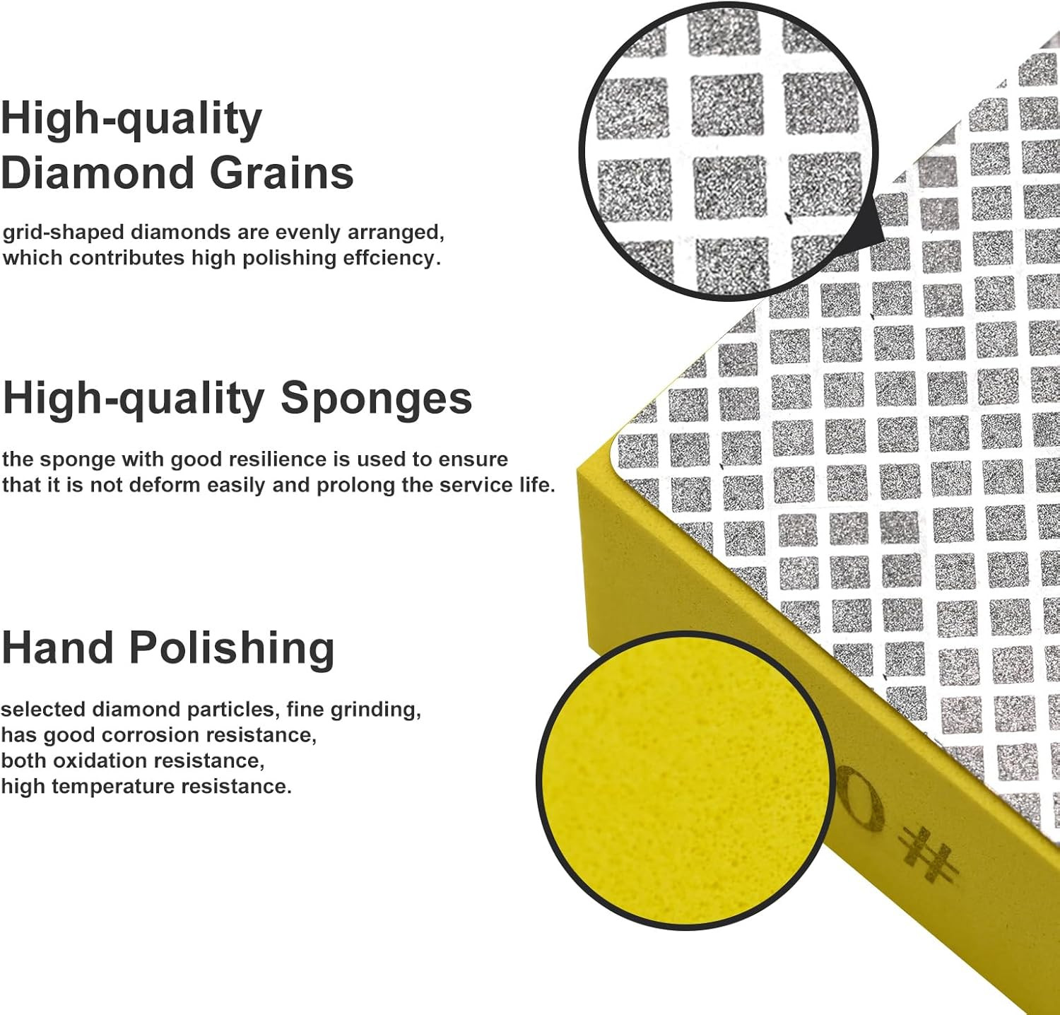 4Pcs Diamond Hand Polishing Pads for Ceramic Tile Glass Grinding, Sanding Blocks