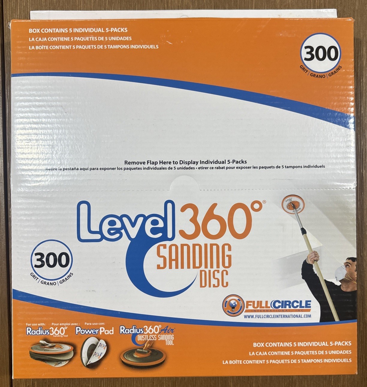 LEVEL 360 Sanding Disc 300 Grit – Case Of 5 X 5 Packs (25 Discs) – Use W/ PC7800
