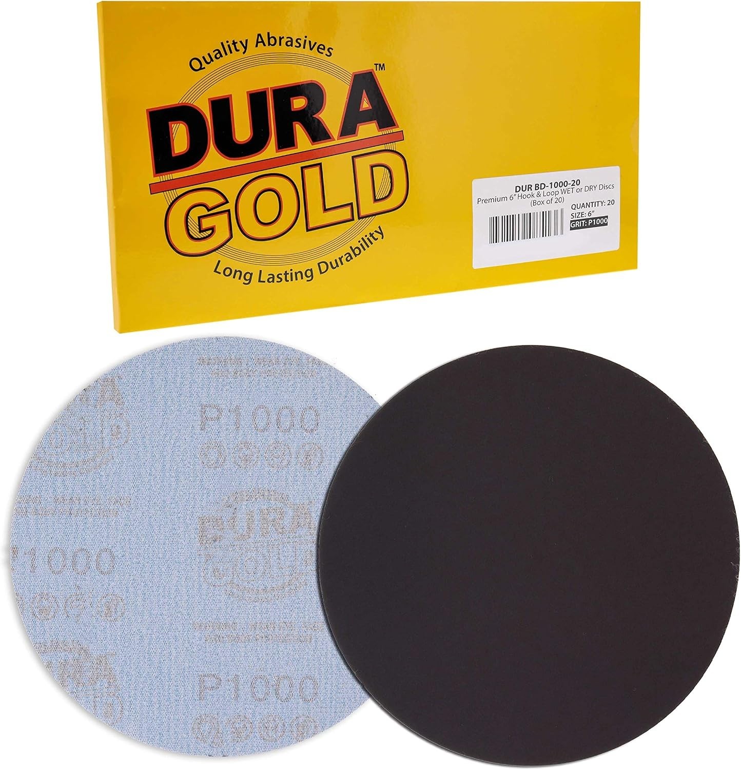Box of 20 Extra Fine 6″ Sanding Discs 1000 Grit for Wet/Dry Use with Hook & Loop