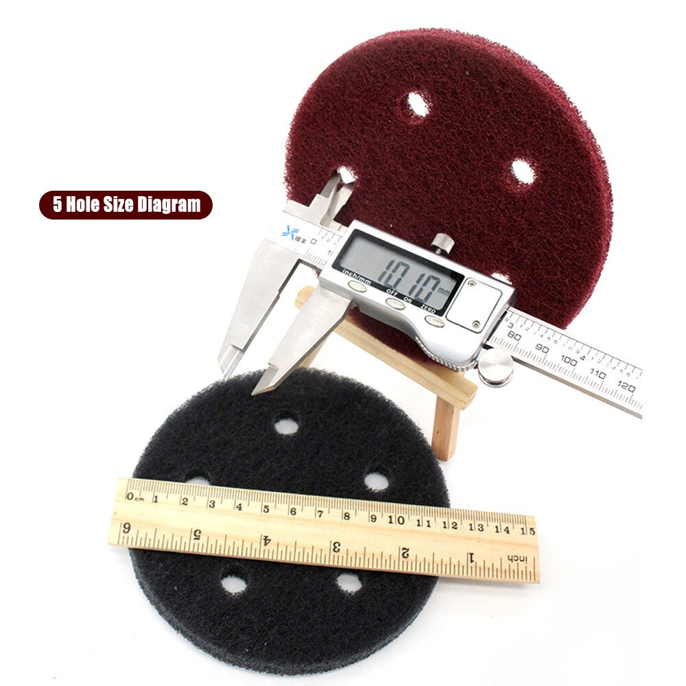 125mm 5 Hole/6 Hole Nylon Fibre Pads Hook & Loop Abrasive Cleaning Scouring Pad