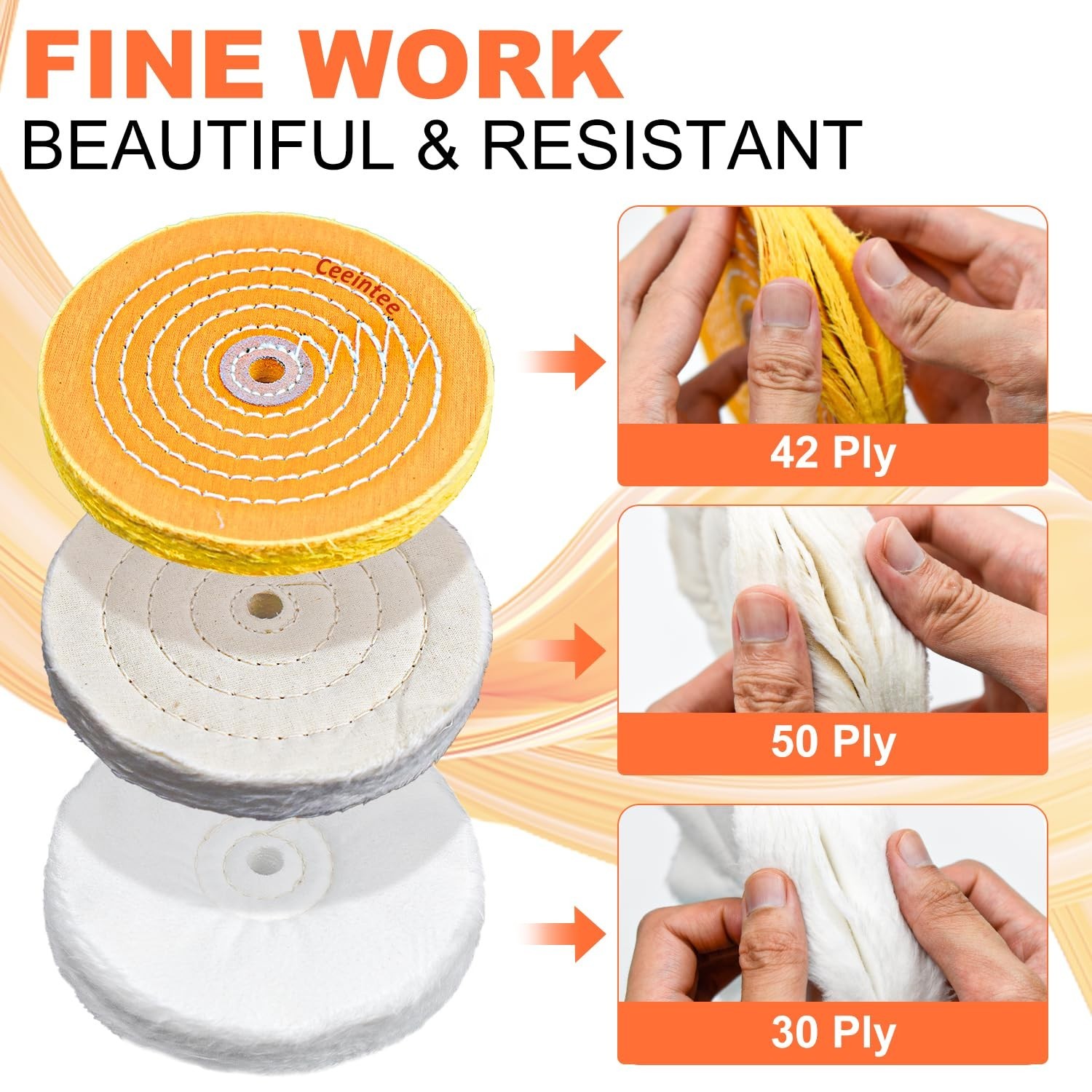 8 Pack 6in Polishing Wheel Bench Grinder Buffing Kit Cotton Flannel Compound
