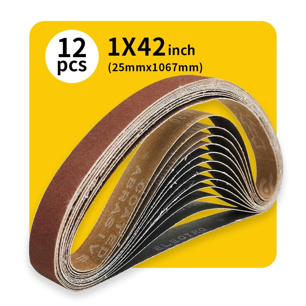 1 x 42 Inch Sanding Belt Pack 1-Inch x 42-Inch,12 Pcs(4 Each 1x42in, ‎brown