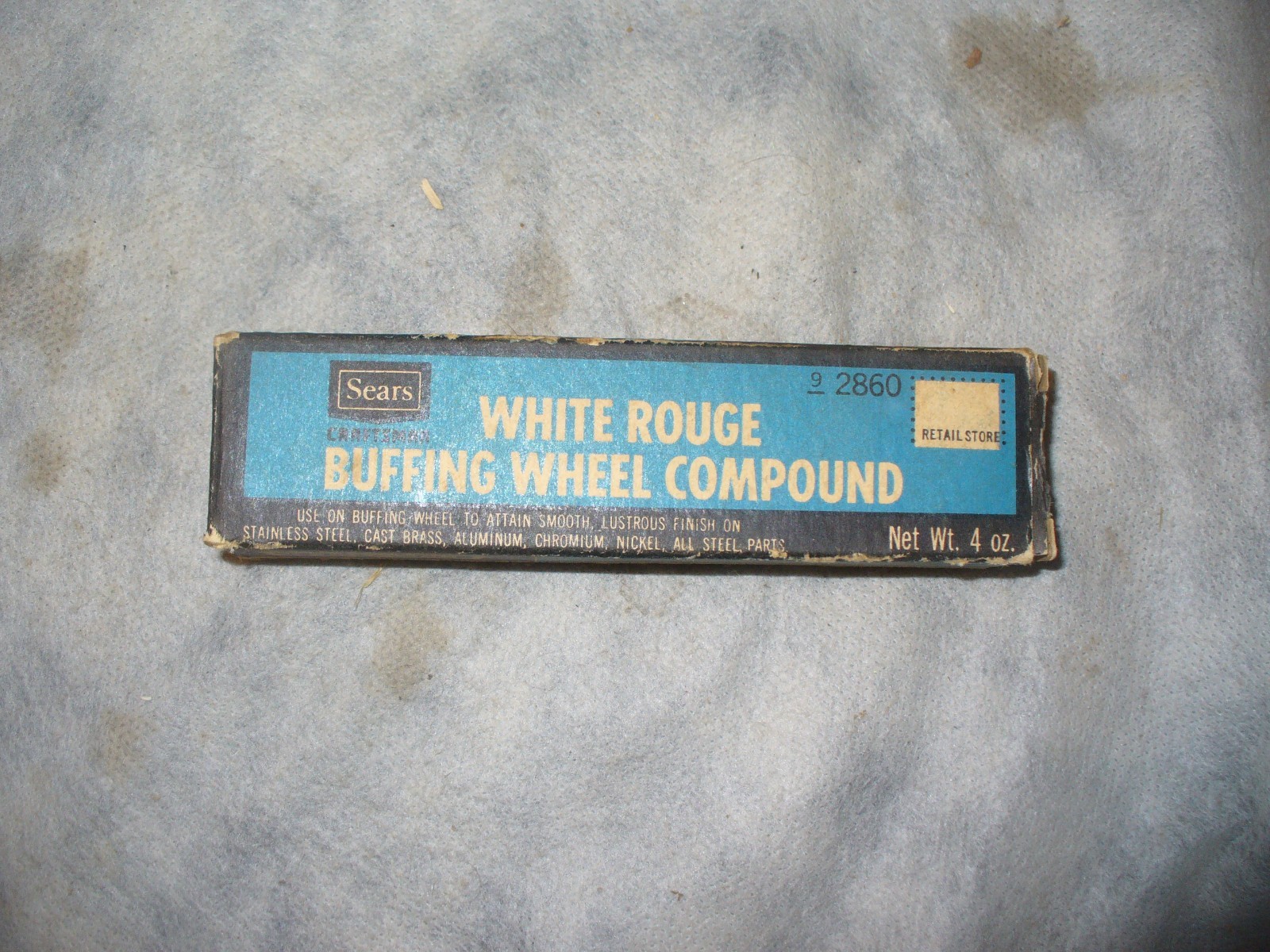 Vintage Sears White Rouge Buffing Wheel Compound 2860