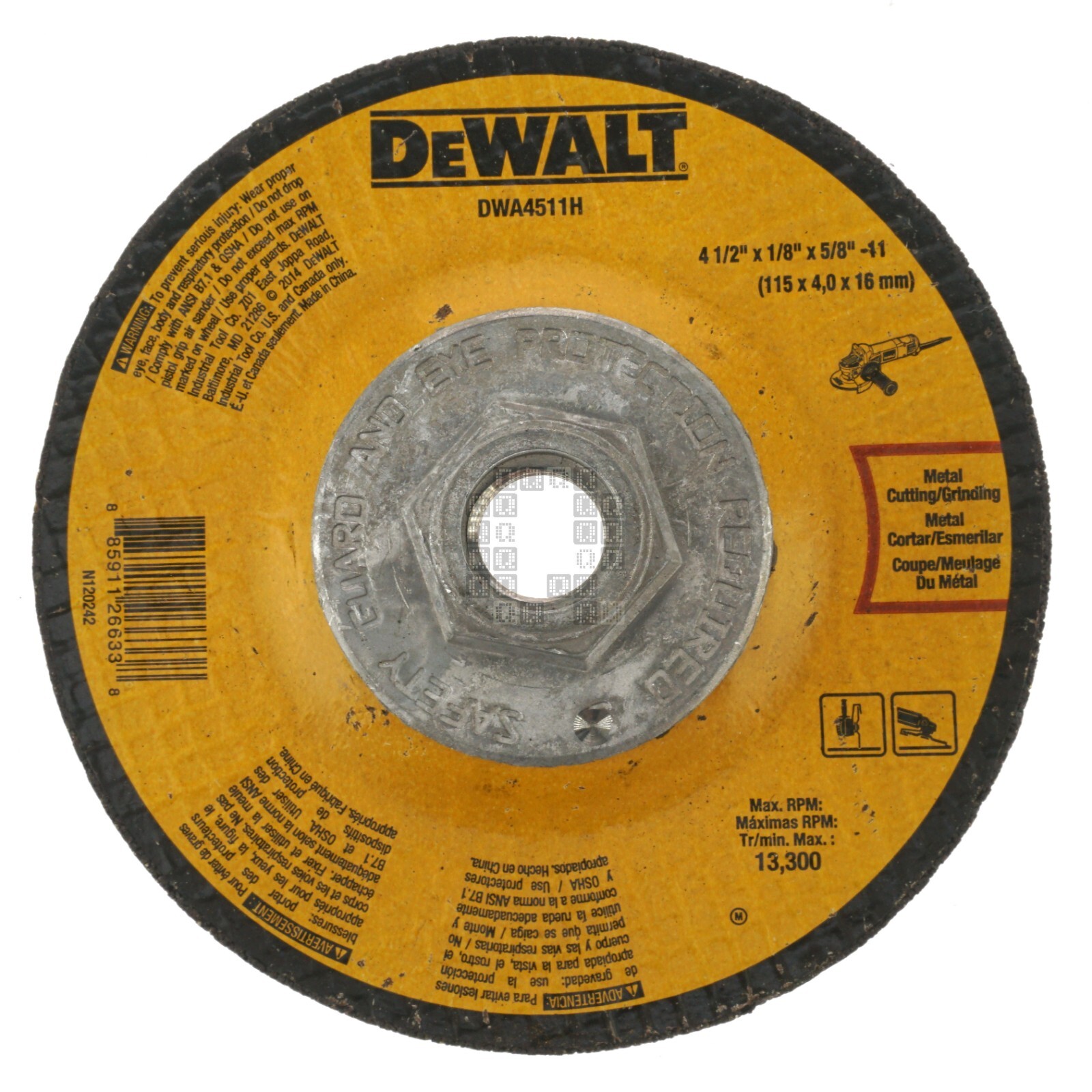 DeWALT DWA4511H 4-1/2″ Diameter Metal Abrasive Grinding Wheel, 1/8″ Thickness