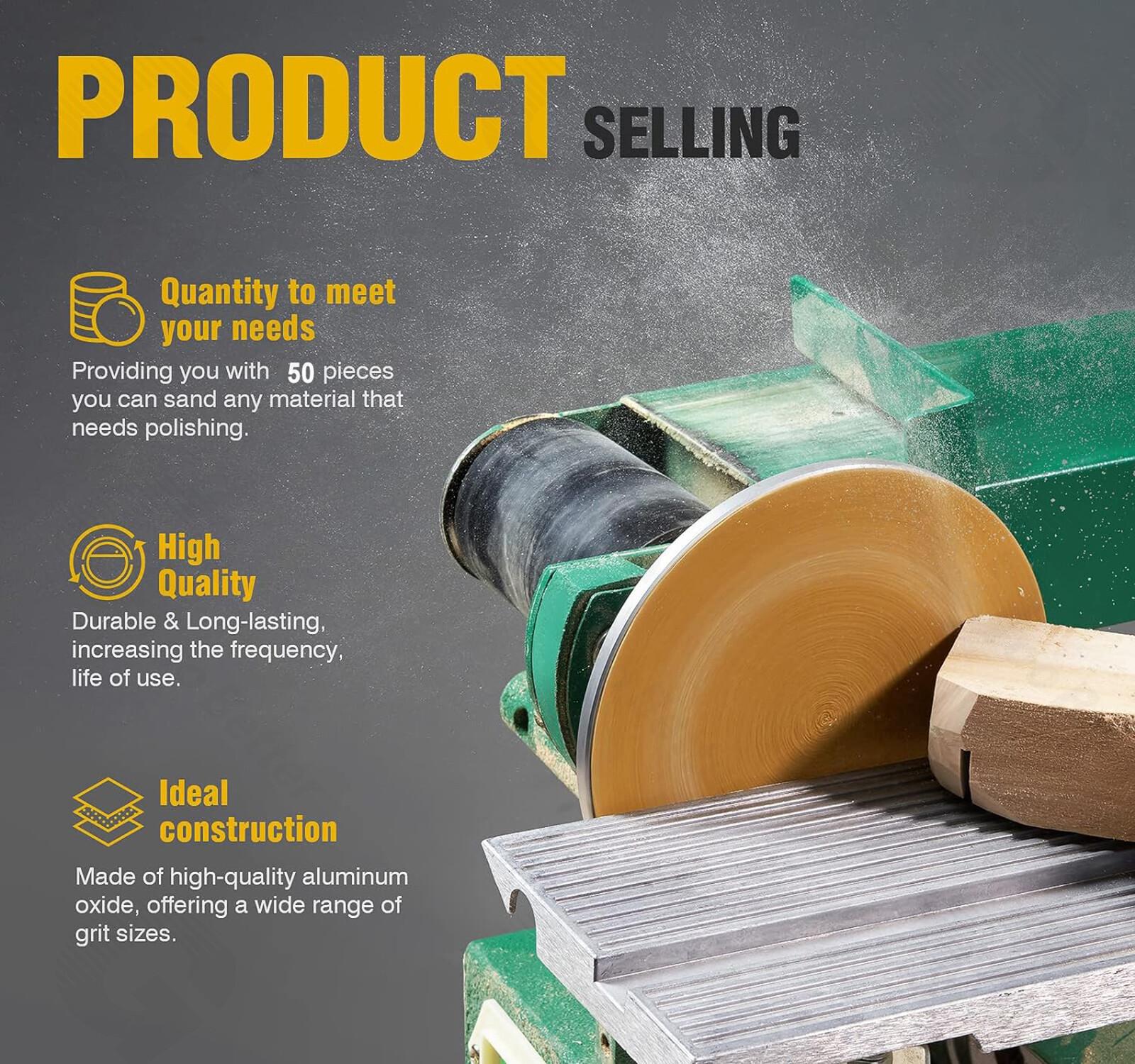 6 in Sanding disc Sandpaper 50 Roll Adhesive PSA Sticky Back 40 Grit Sand Paper