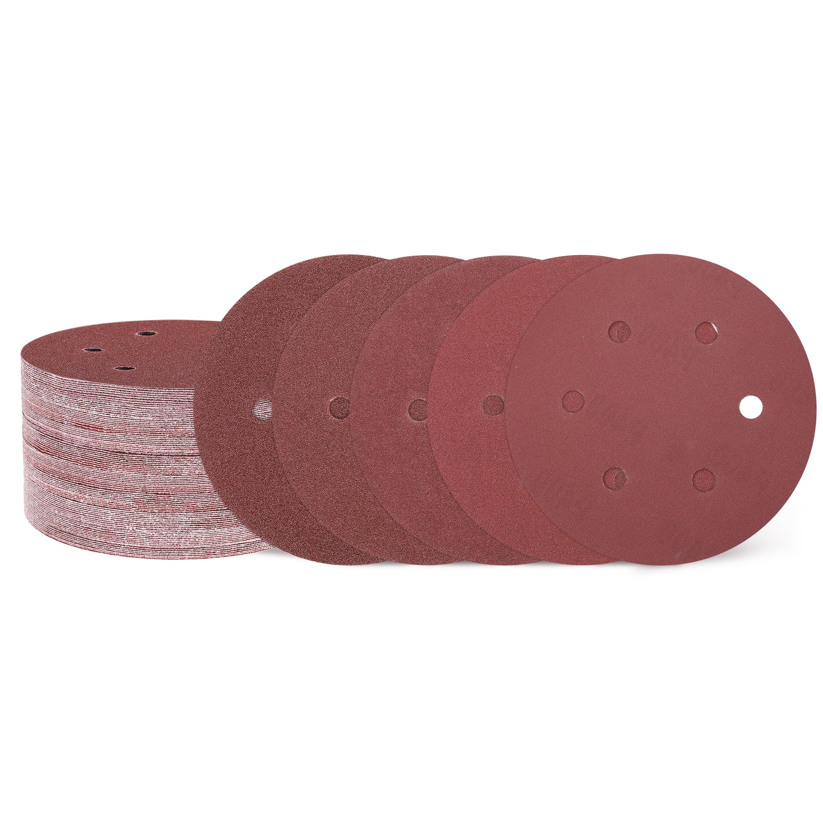 100 Pcs 6 Inch Sanding Disc 6 Hole 60/80/120/240/400 Grit Hook and Loop