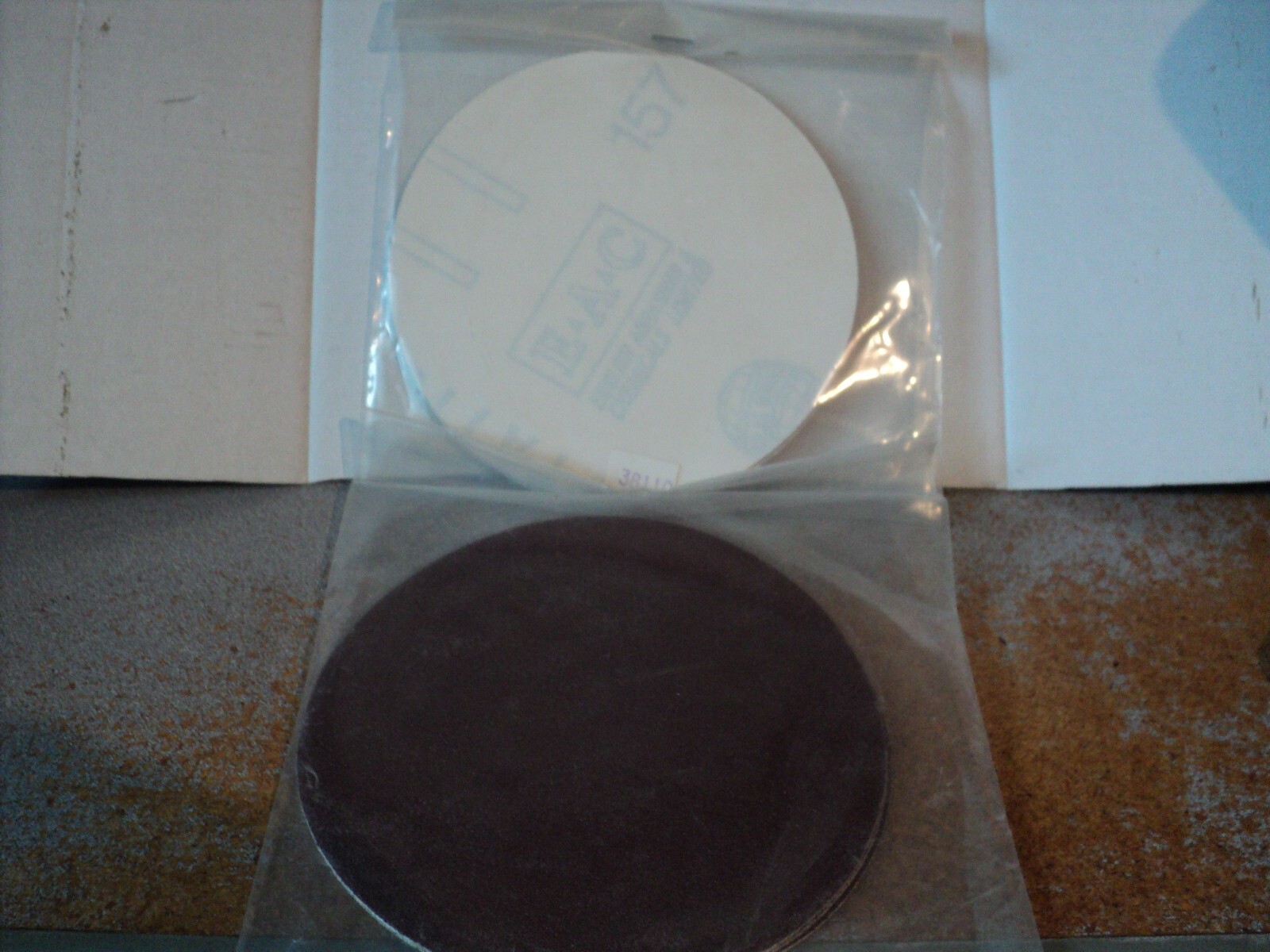 5″ Sanding Discs from E.A.C. 157 Grit – Two Packs of 5 – Self Stick – New.