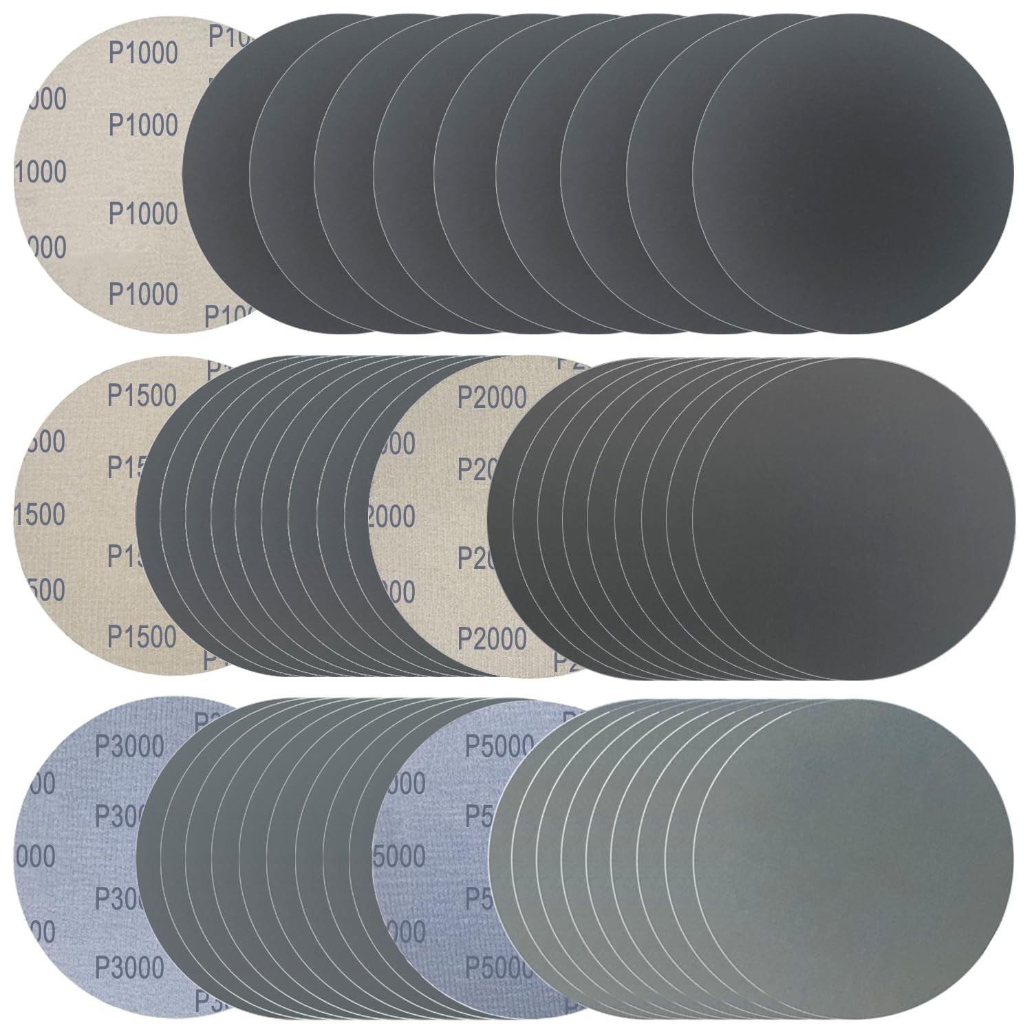 6 Inch 50 Pcs Wet Dry Sanding Discs Hook and Loop, 1000 1500 2000 3000 5000 A