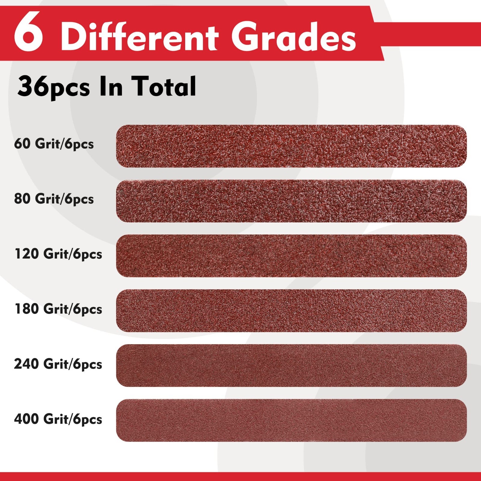 36-Pack Sanding Belts 1″x30″ Aluminum Oxide – 60/80/120/180/240/400 Grits for Wo