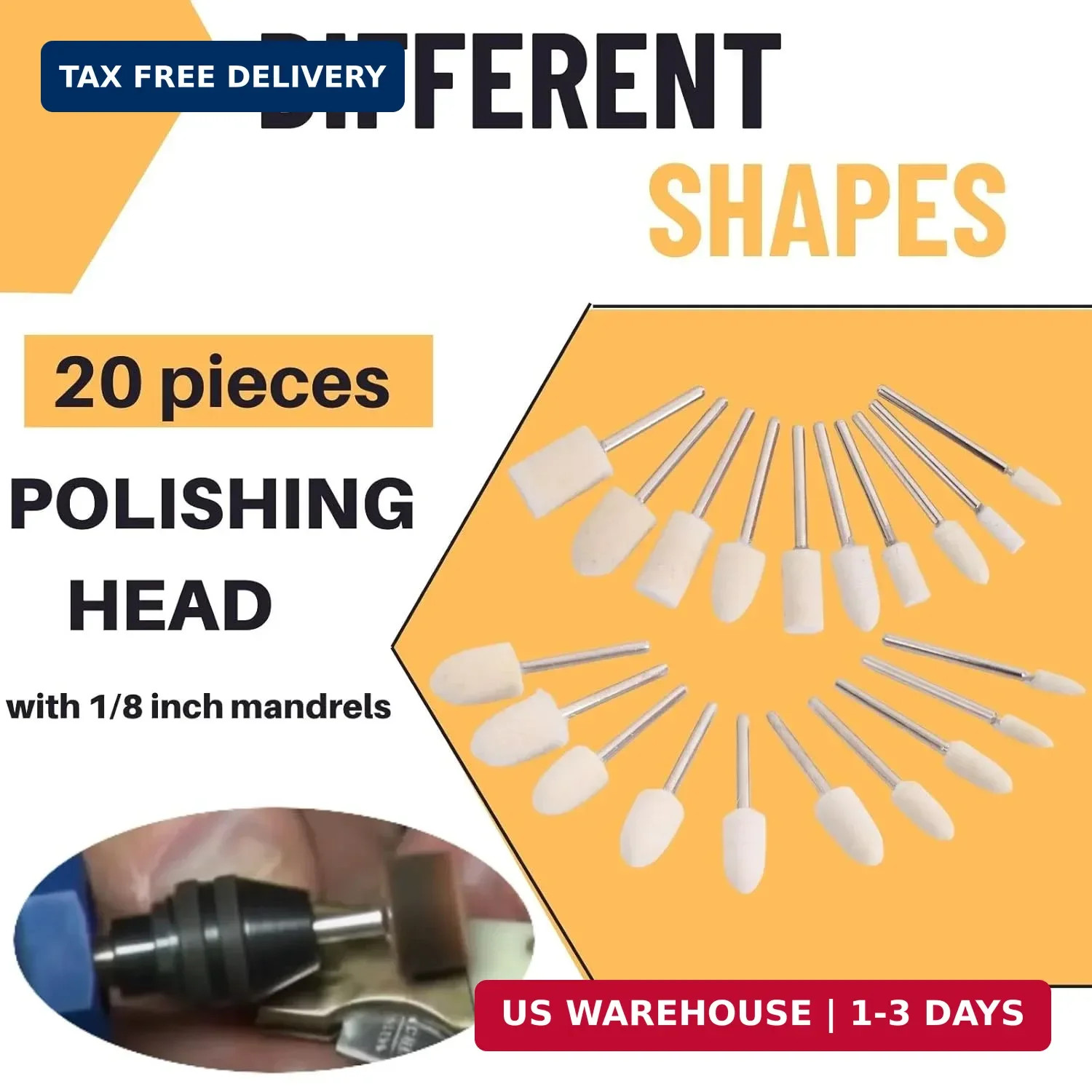 100PCS Felt Buffing Wheel Polishing Kit for Dremel 1/8″ Shank Rotary Tool