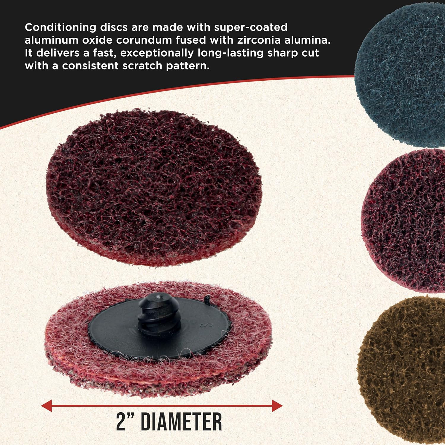 46-Piece 2″ Diameter Surface Conditioning Sanding Discs Variety Pack – 15 Each C