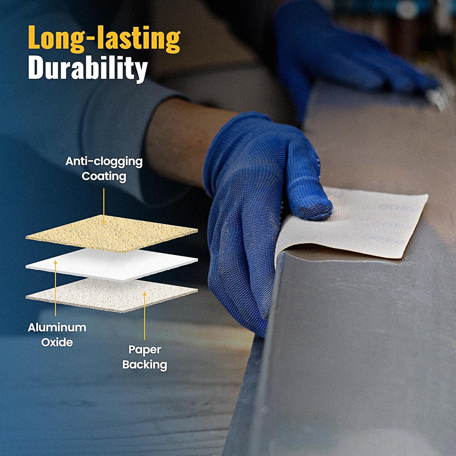 100 PCS 115x140mm Gold Sanding Sheets 40 Grit 5.5″ x 4.5″ Hook Loop Sandpaper