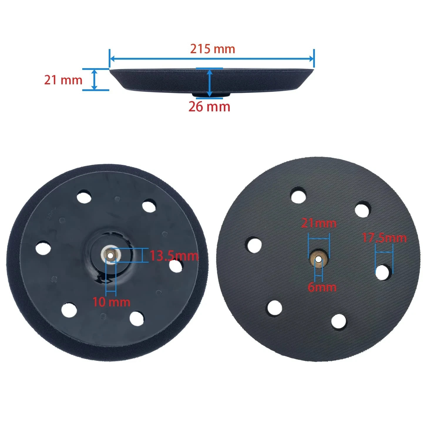 2 Pack 9 Inch 6 Hole Hook and Loop Backing Pads for Orbital Sander