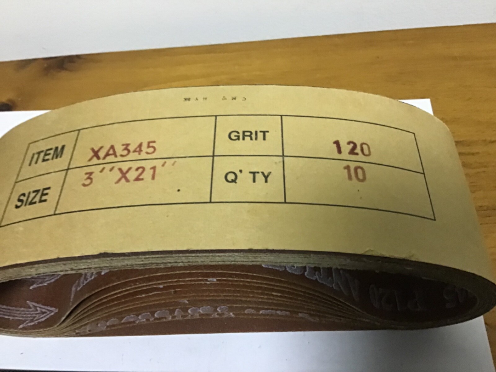New. Qty (10) 3″ X 21″, 120 Grit Sanding Belts