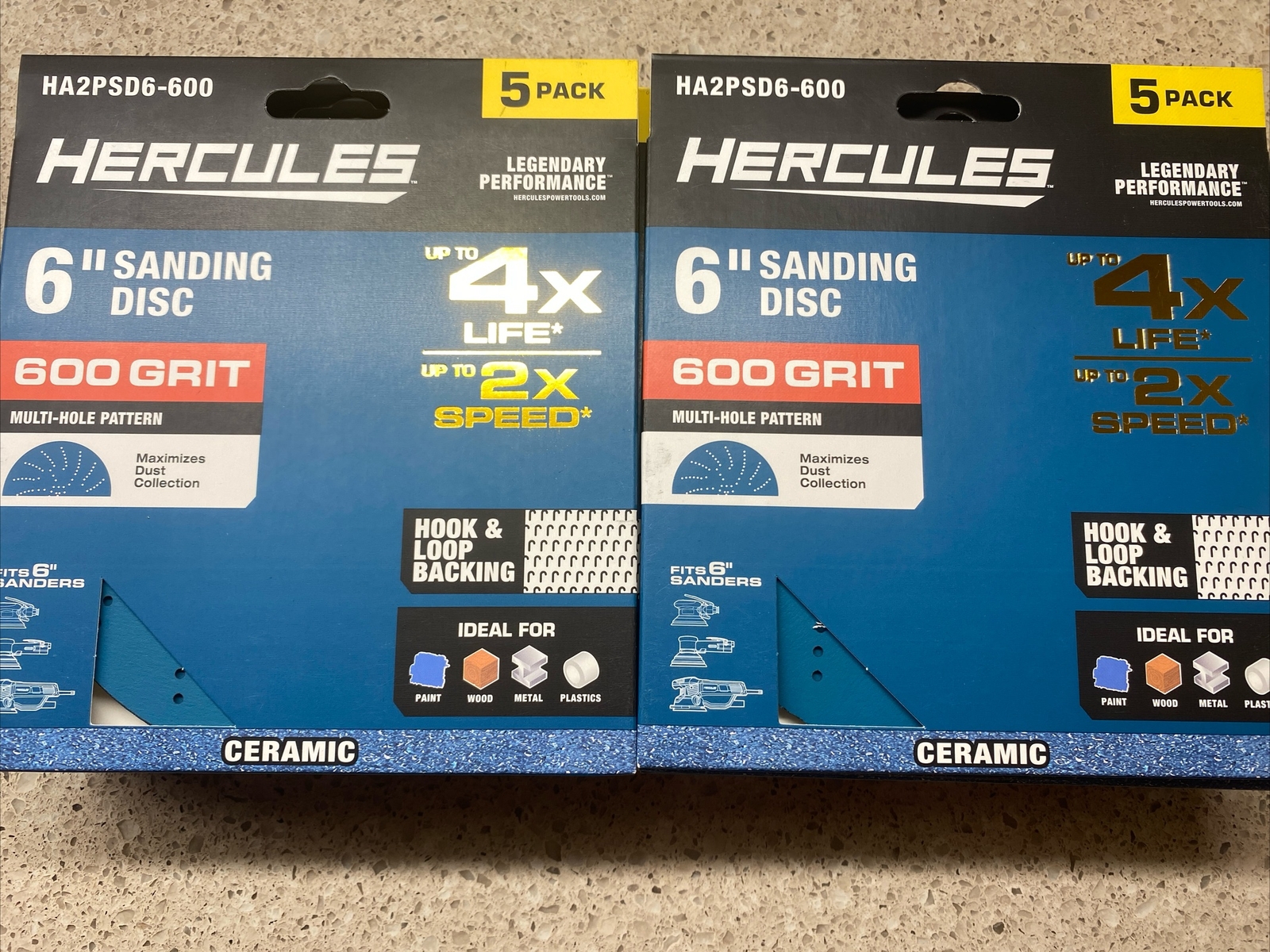 Hercules 6″ Sanding Discs 600 Grit HA2PSD6-600 58410 – 12 Packs – 60 Discs