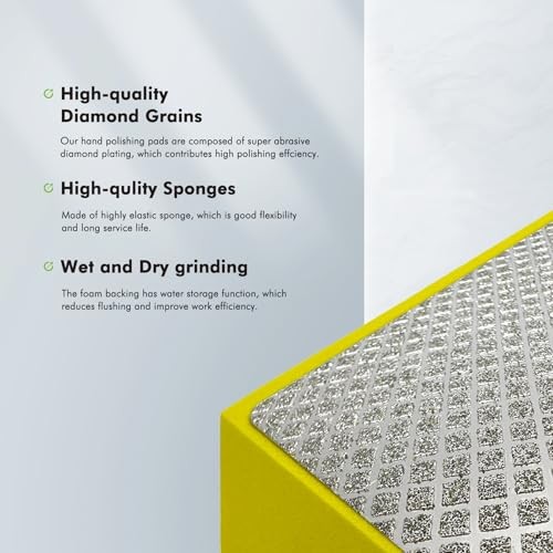 6 Pack Diamond Polishing Pads, Diamond Sanding Blocks for Tile Glass 6PCS