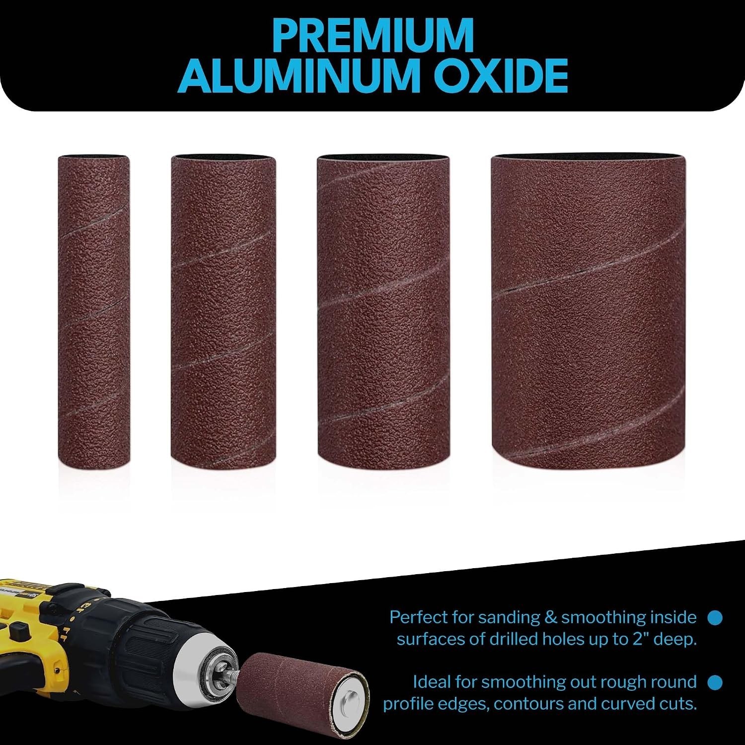 12 Pack Spindle Sanding Sleeves, 2 Inch Long, 60, 80 and 120 Grit