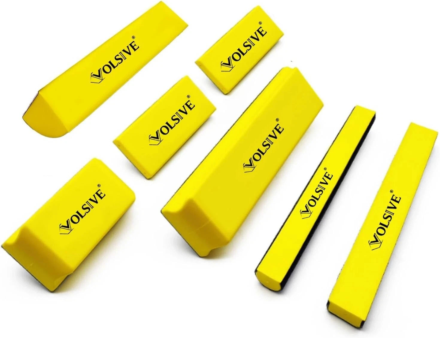 7Pcs Hand Sanding Block Set, Rectangle Handheld Sanding Pad, Hook and Loop Inter