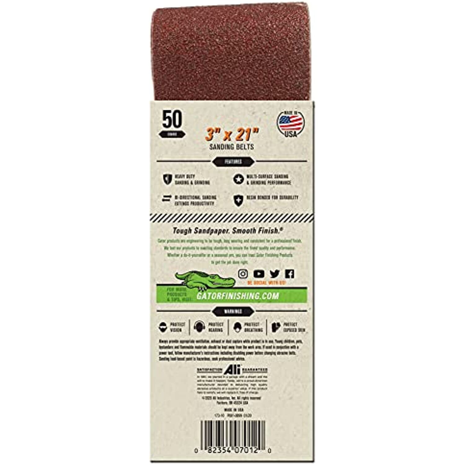 Ali Industries 7012 3″ x 21″ Red Resin Aluminum Oxide Sanding Belts, 50 Grit